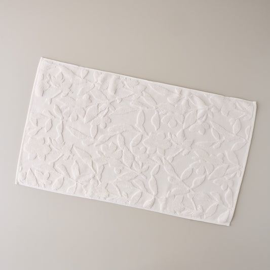 Snow White Floral Jacquard Bath Mat