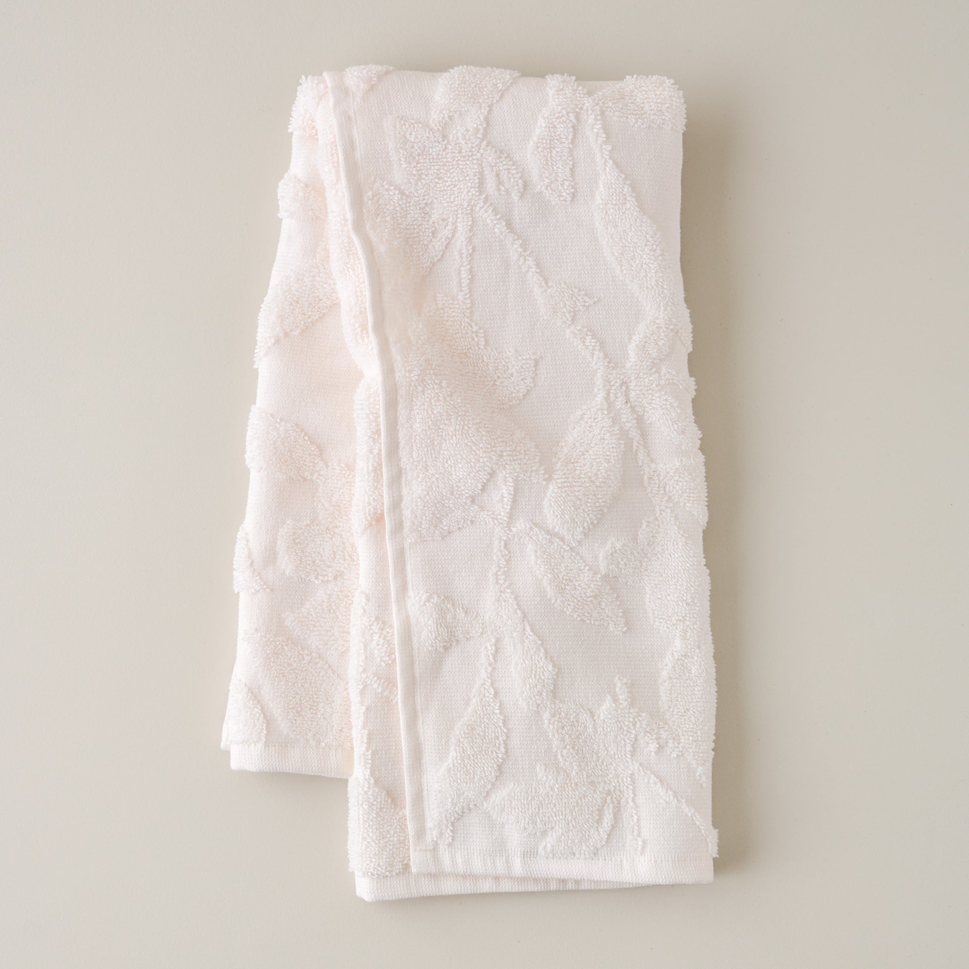 Hand Towels: Snow White Floral Jacquard Towel
