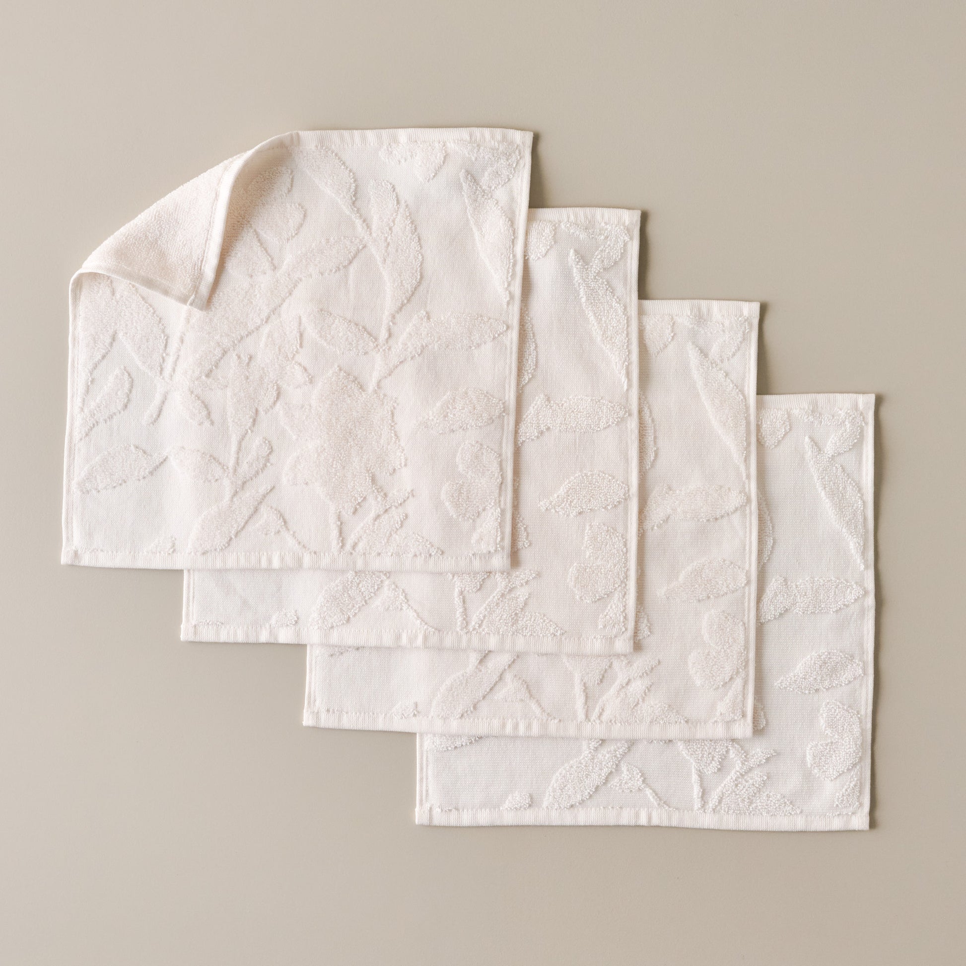 Wash Cloths: Snow White Floral Jacquard Towel