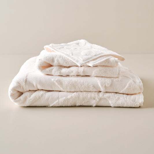Snow White Floral Jacquard Towel
