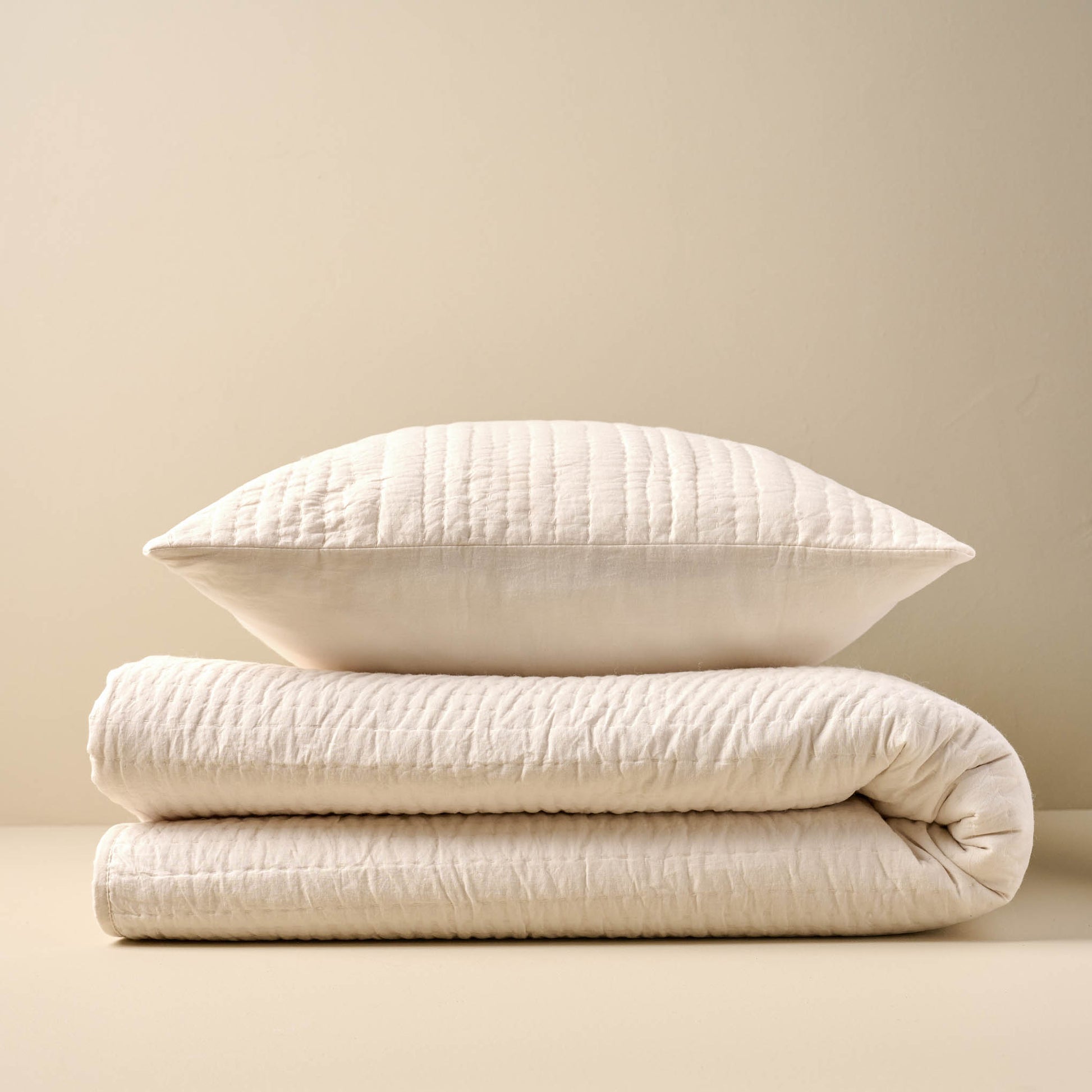 Stonewashed Pebbled Quilt Pillow Sham - Whitecap Grey with matching quilt