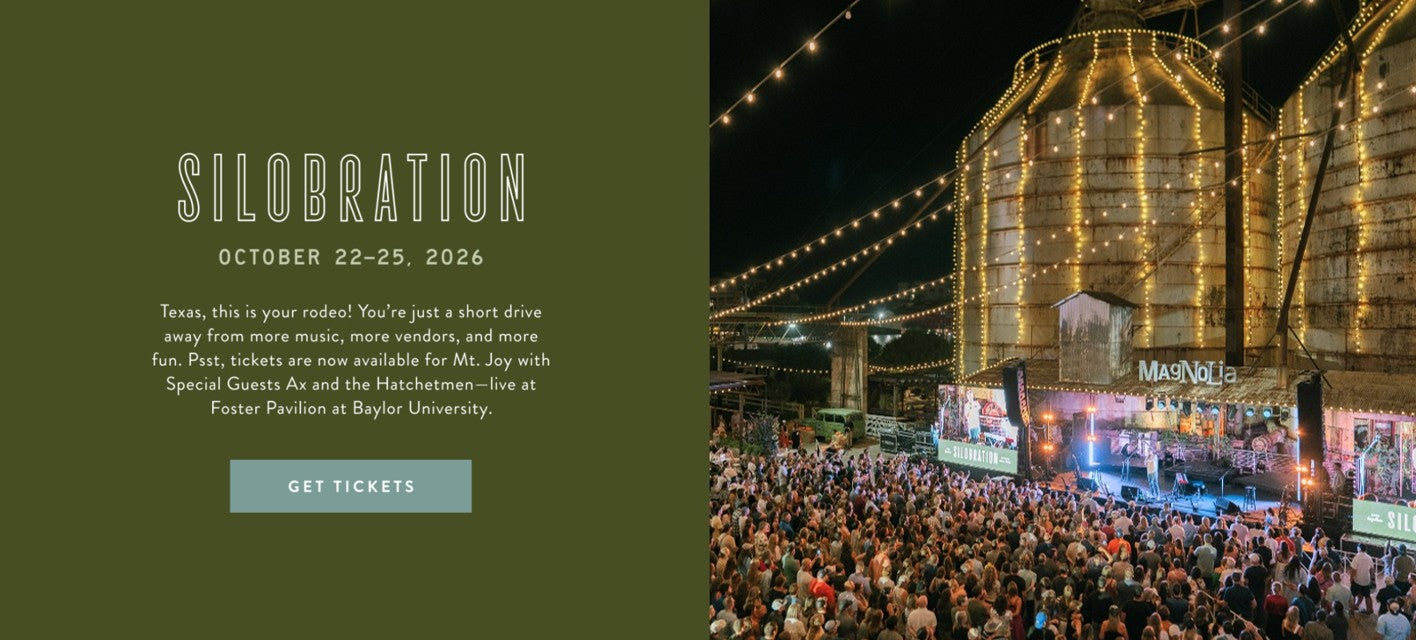 Silobration. October 22-25, 2926. Texas, this is your rodeo! You're just a short drive away from more music, more vendors, and more fun. Psst, tickets are now available for Mt. Joy with Special Guests Ax and the Hatchetmen - live at the Foster Pavillion at Baylor University. Get Tickets!