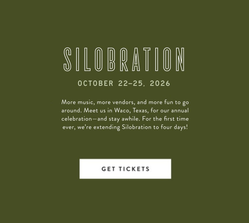 Silobration. October 22-25, 2026. More music, more vendors, and more fun to go around. Meet us in Waco, Texas, for our annual celebration - and stay awhile. For the first time ever, we're extending Silobration to four days!