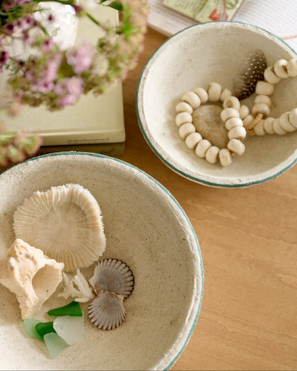Lane Green Rimmed Decorative Bowls shown with decor