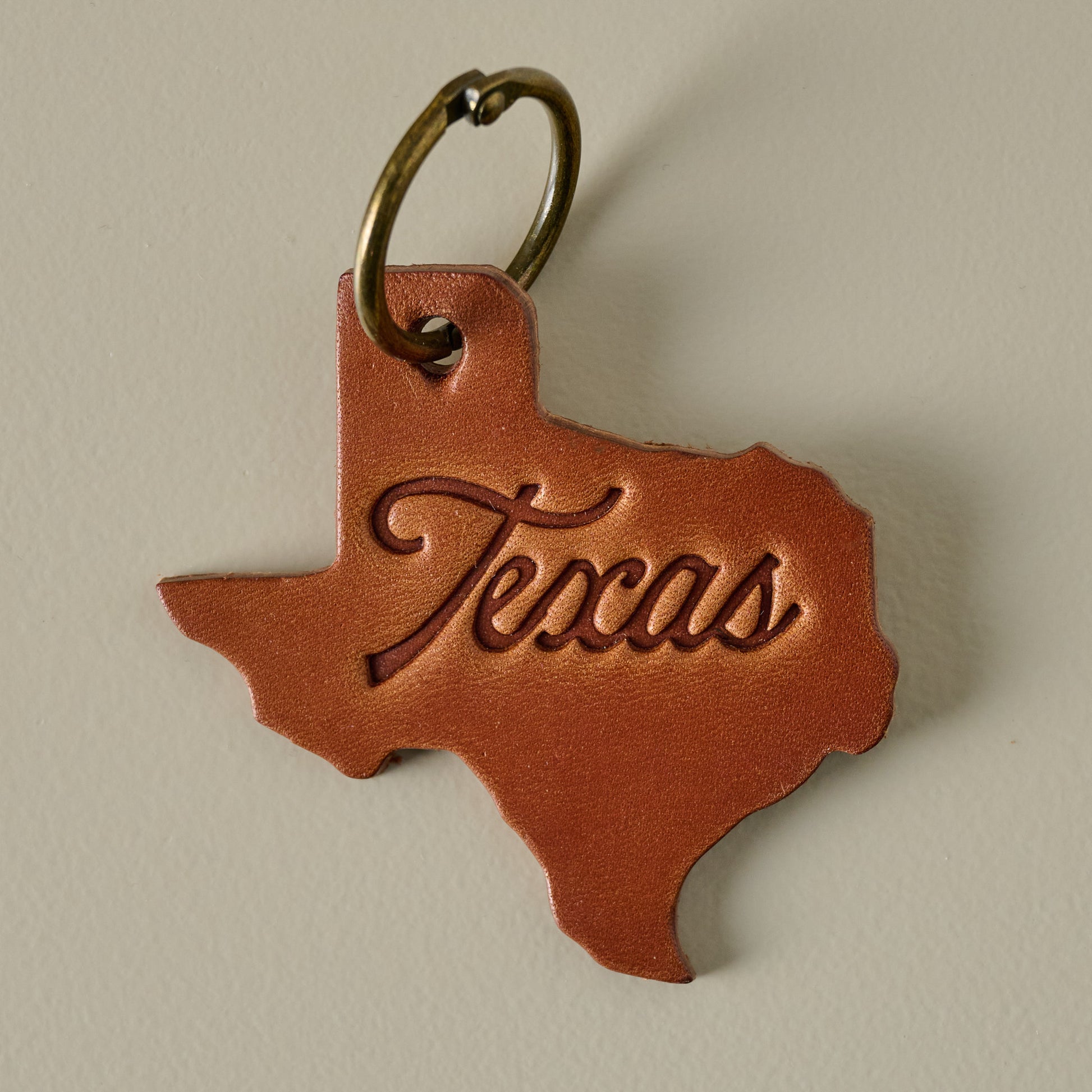 Texas Stamped Leather Keychain