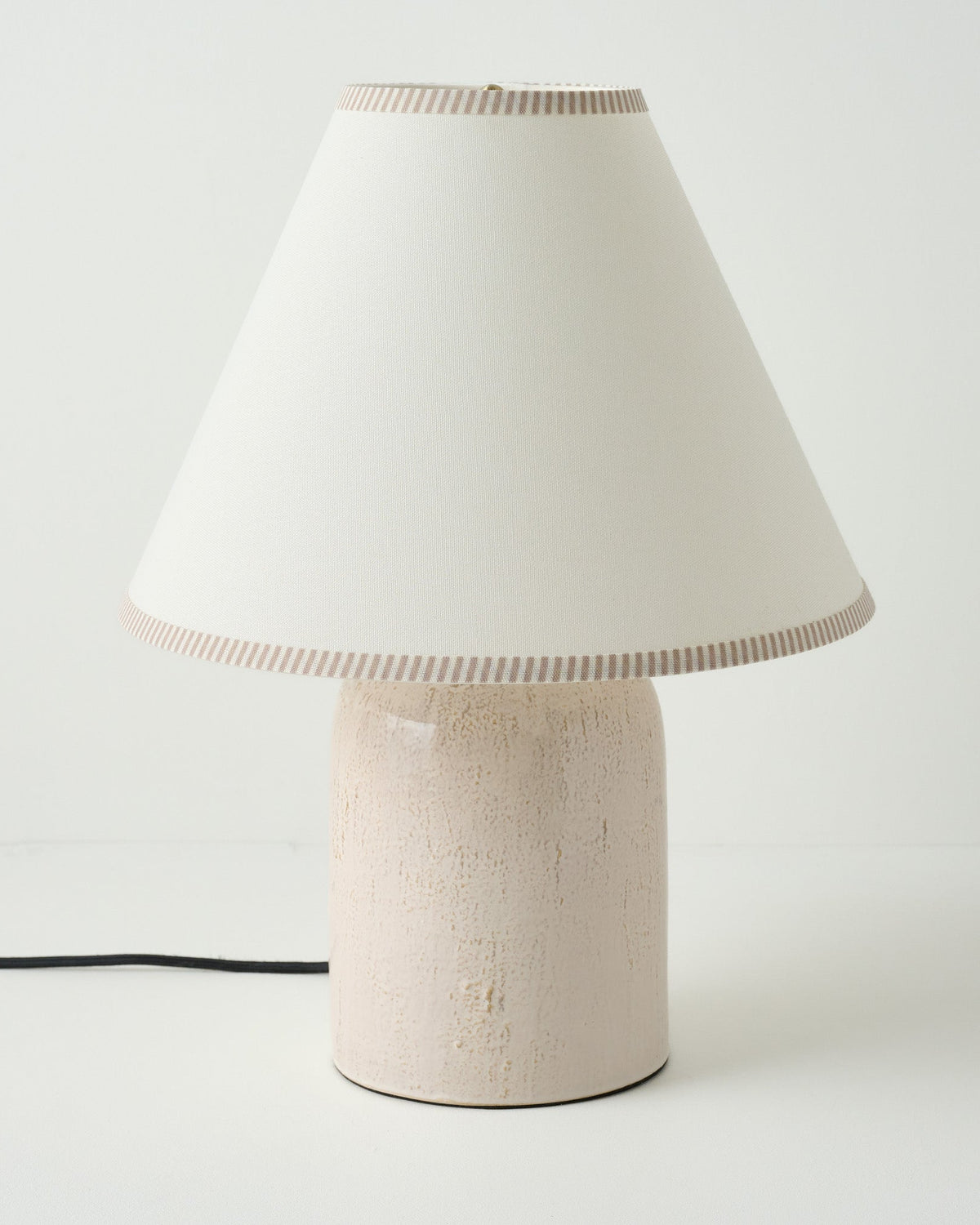 Farrah Table Lamp - Textured Cream, Natural Stripe Shade