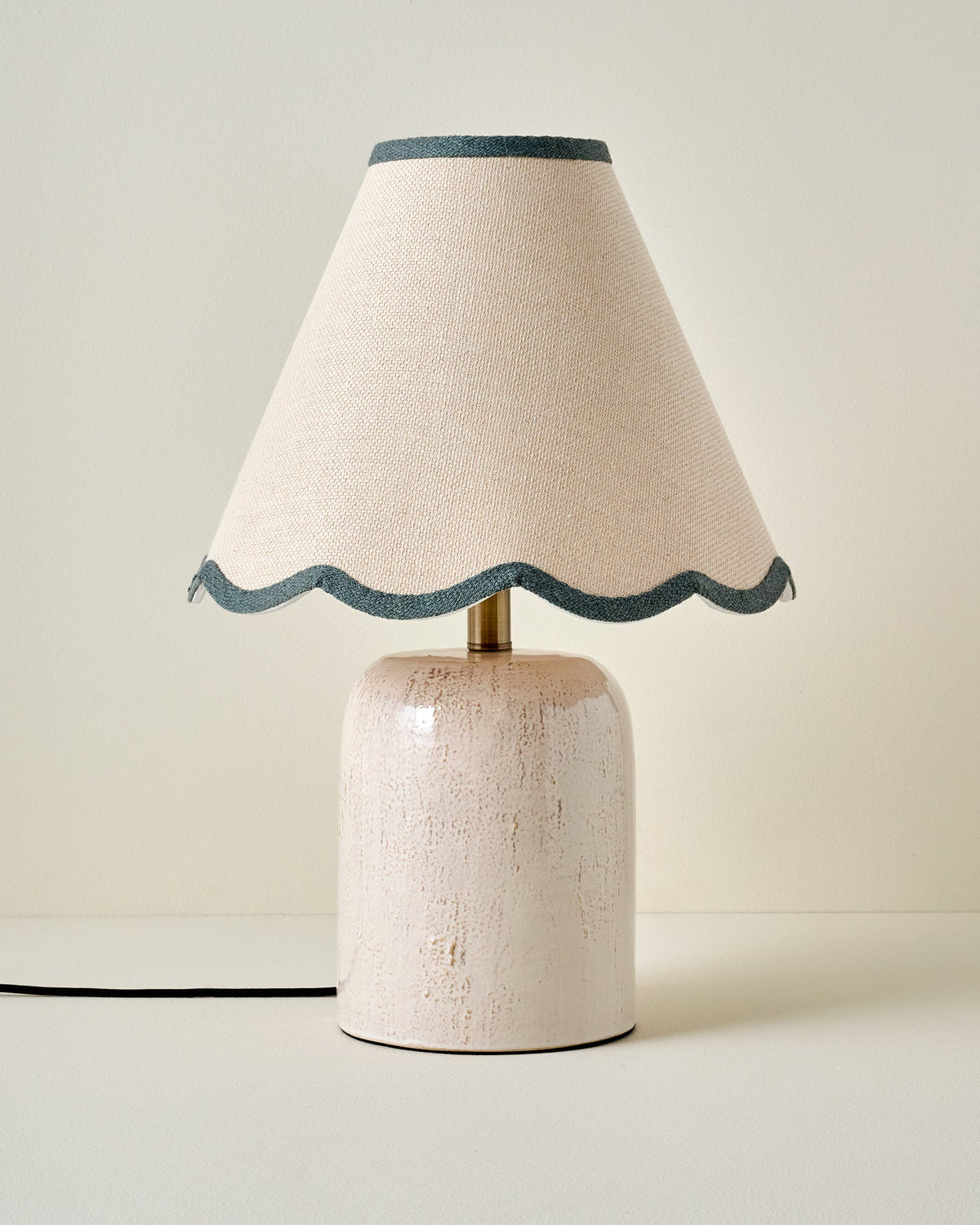 Farrah Table Lamp - Textured Cream with Charcoal Wavy Shade