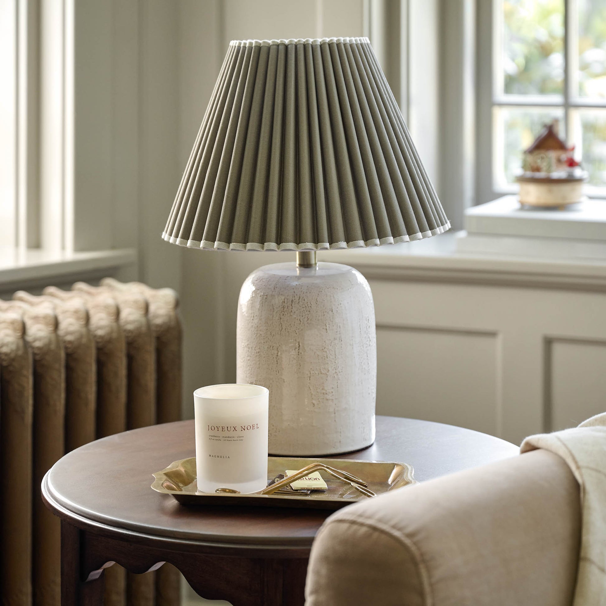 Farrah Table Lamp - Textured Cream in a room