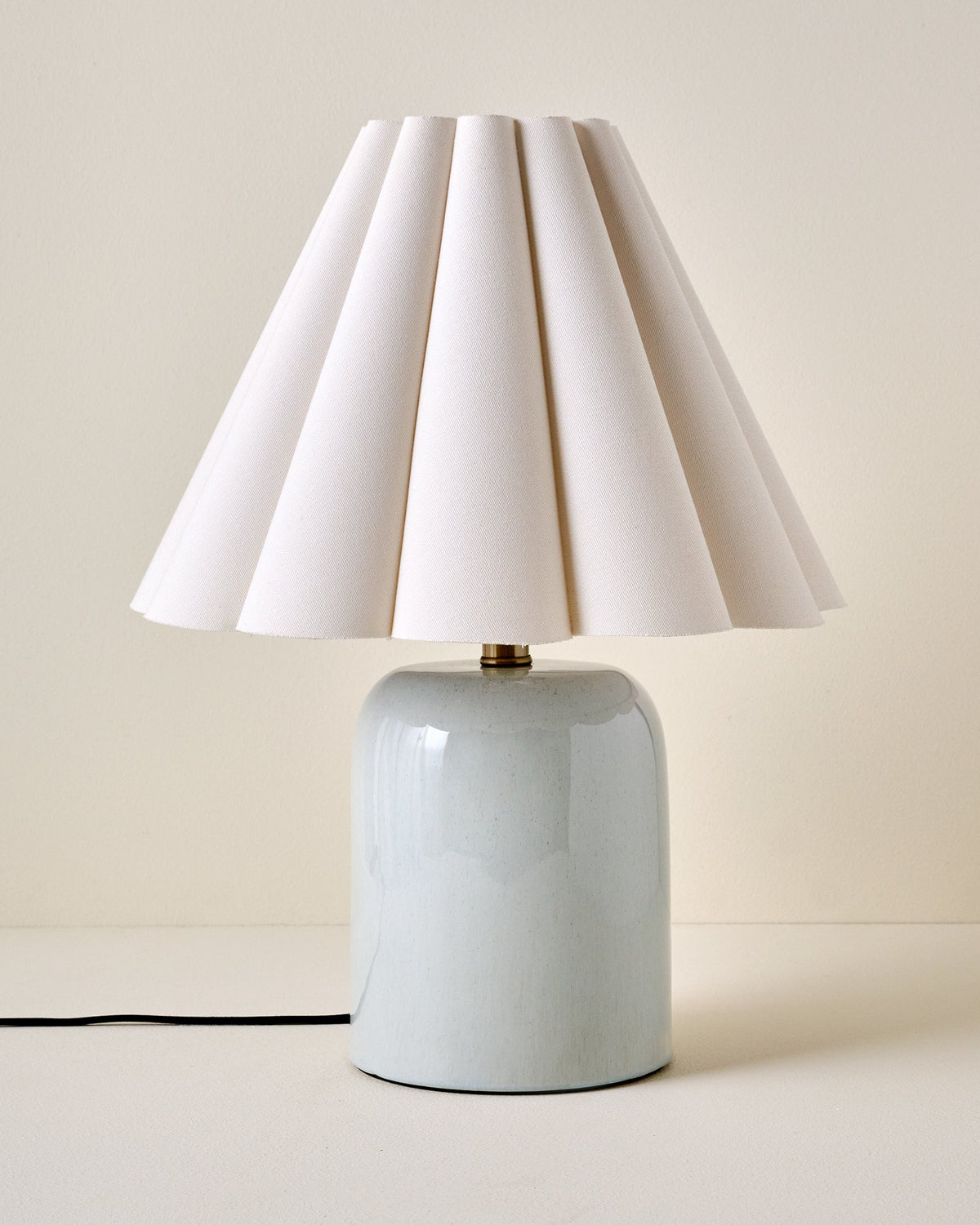 Farrah Table Lamp - Mist Blue with Linen Scallop Shade