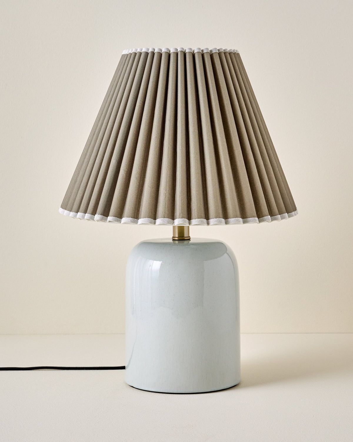 Farrah Table Lamp - Mist Blue with Olive Pleat Shade
