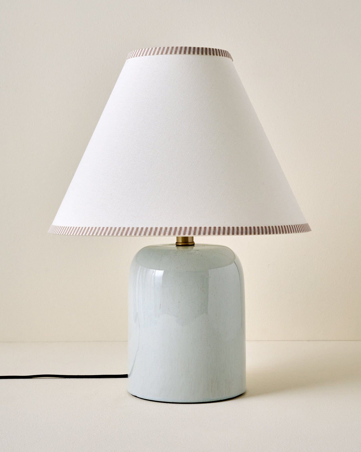 Farrah Table Lamp - Mist Blue with Natural Stripe Shade