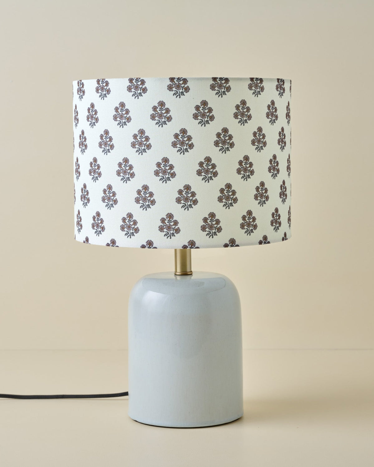 Farrah Table Lamp - Mist Blue with Floral Block Print Shade
