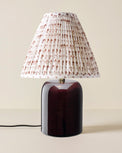 Farrah Table Lamp - Deep Burgundy with Blue Gingham Shade