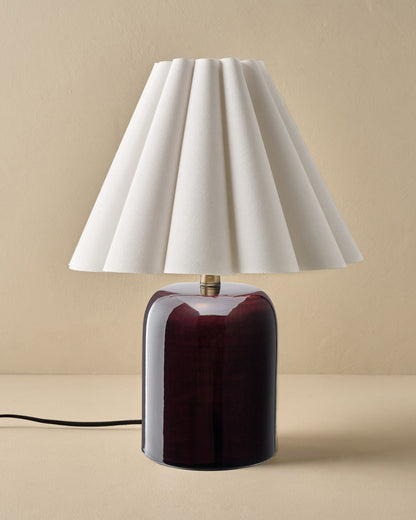 Farrah Table Lamp - Deep Burgundy with Linen Scallop Shade