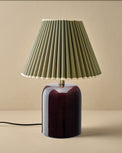 Farrah Table Lamp - Deep Burgundy with Olive Pleat Shade