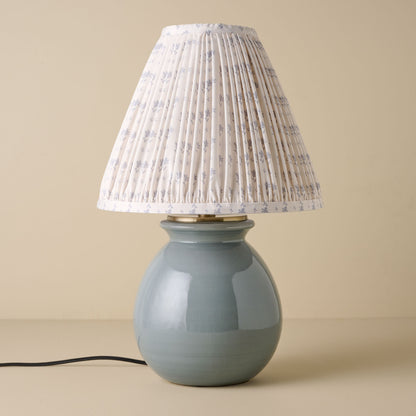 Olivia Table Lamp - Lake Blue blue blockprint shade