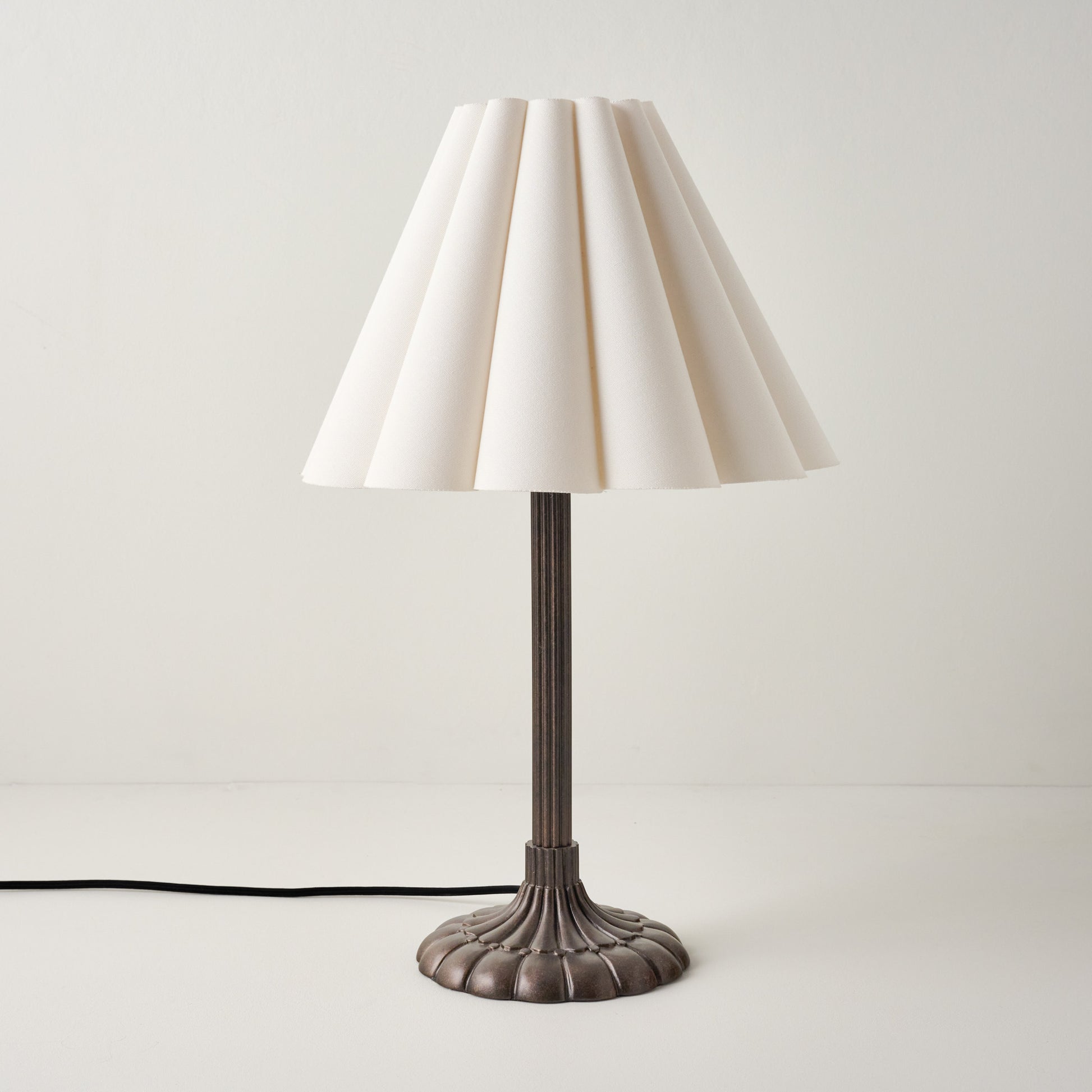 Stella Table Lamp-Bronze Scallop with Linen Scallop Shade