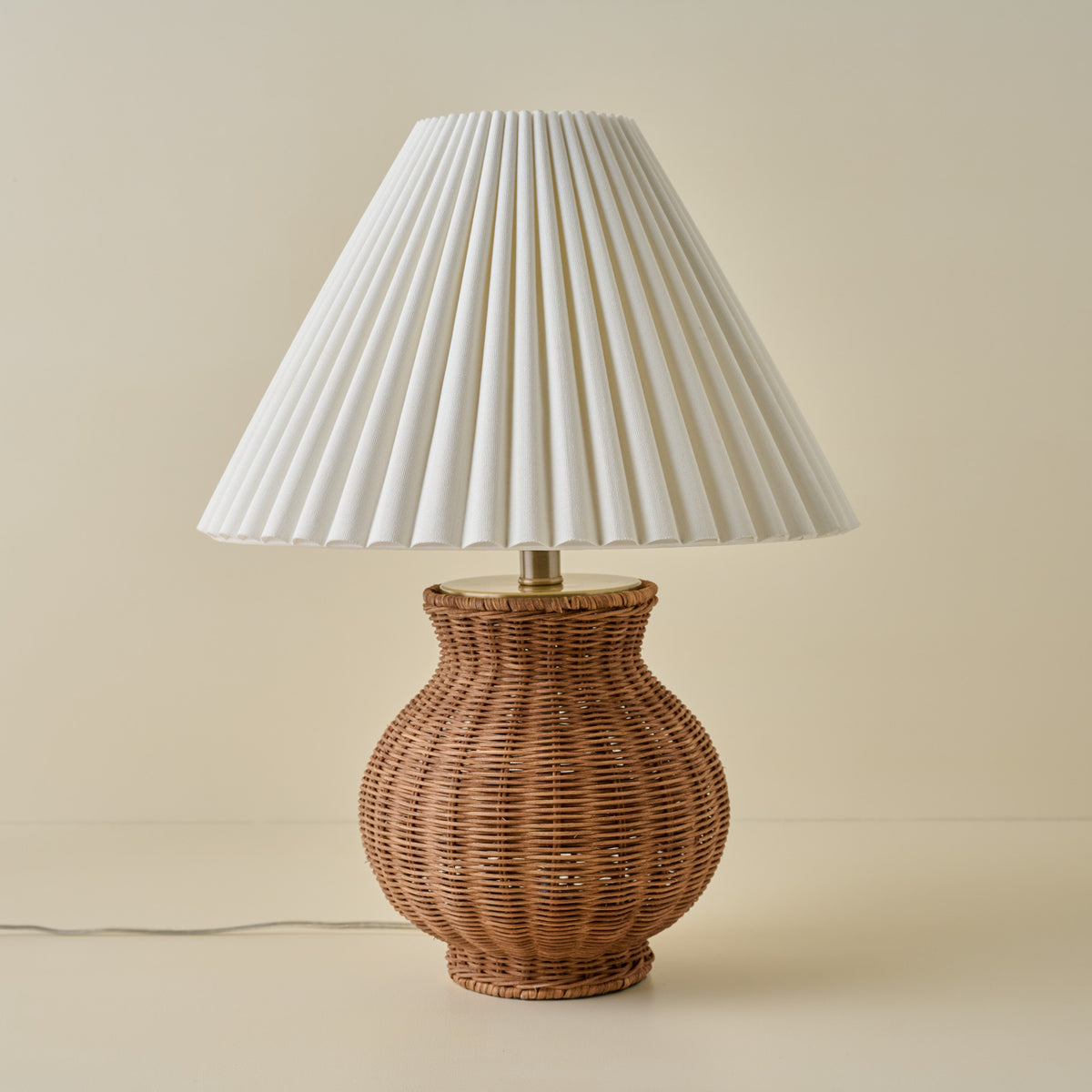 Cassie Rattan Table Lamp with Empire Scallop Shade