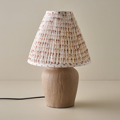Teddie Table Lamp in Taupe Blockprint Shade