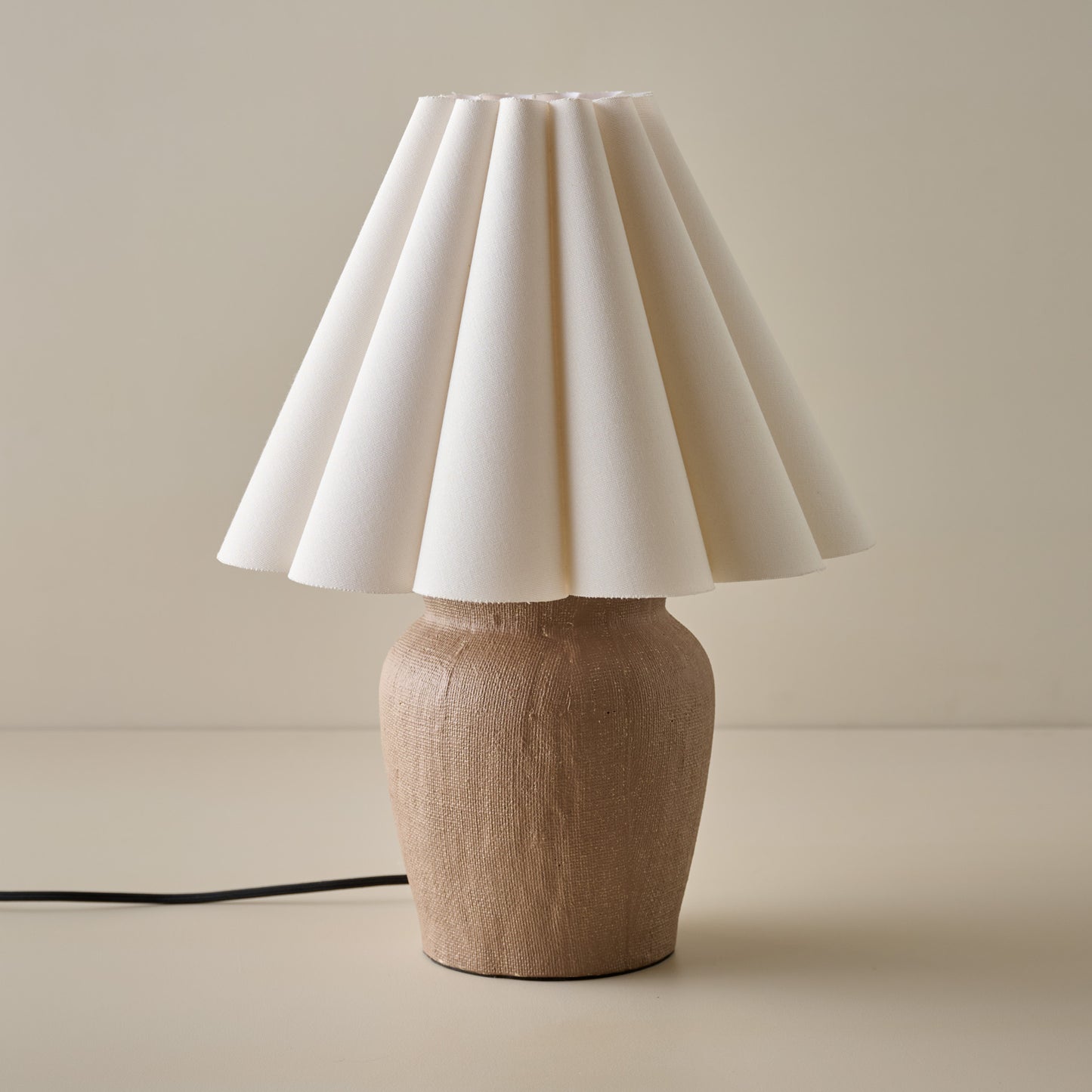 Teddie Table Lamp in Linen Scallop Shade