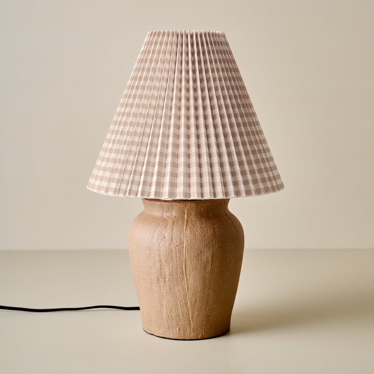 Teddie Table Lamp in Gingham Pleat Shade