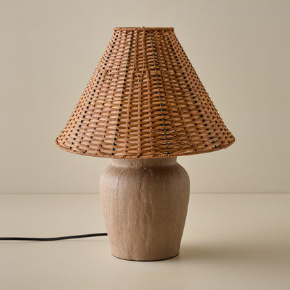 Teddie Table Lamp in Tapered Rattan Shade