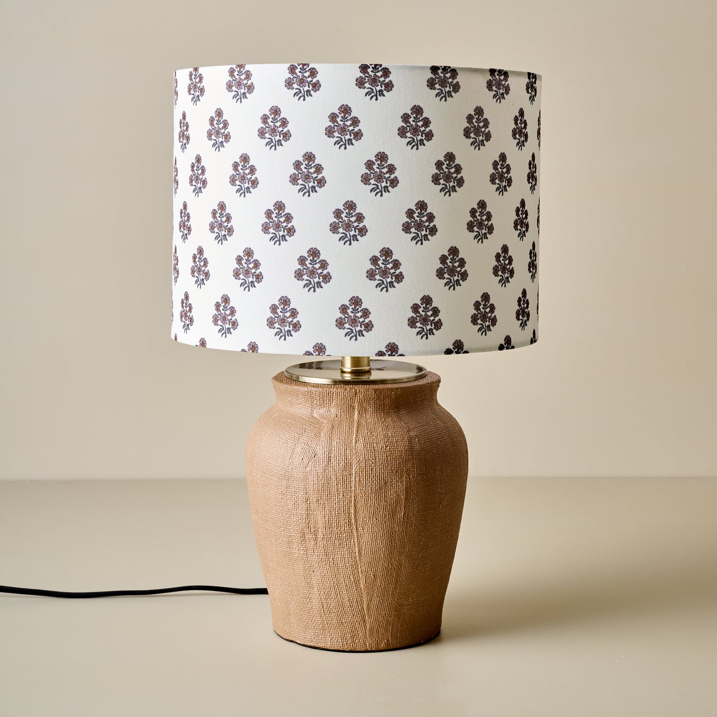Teddie Table Lamp in Floral Blockprint Shade