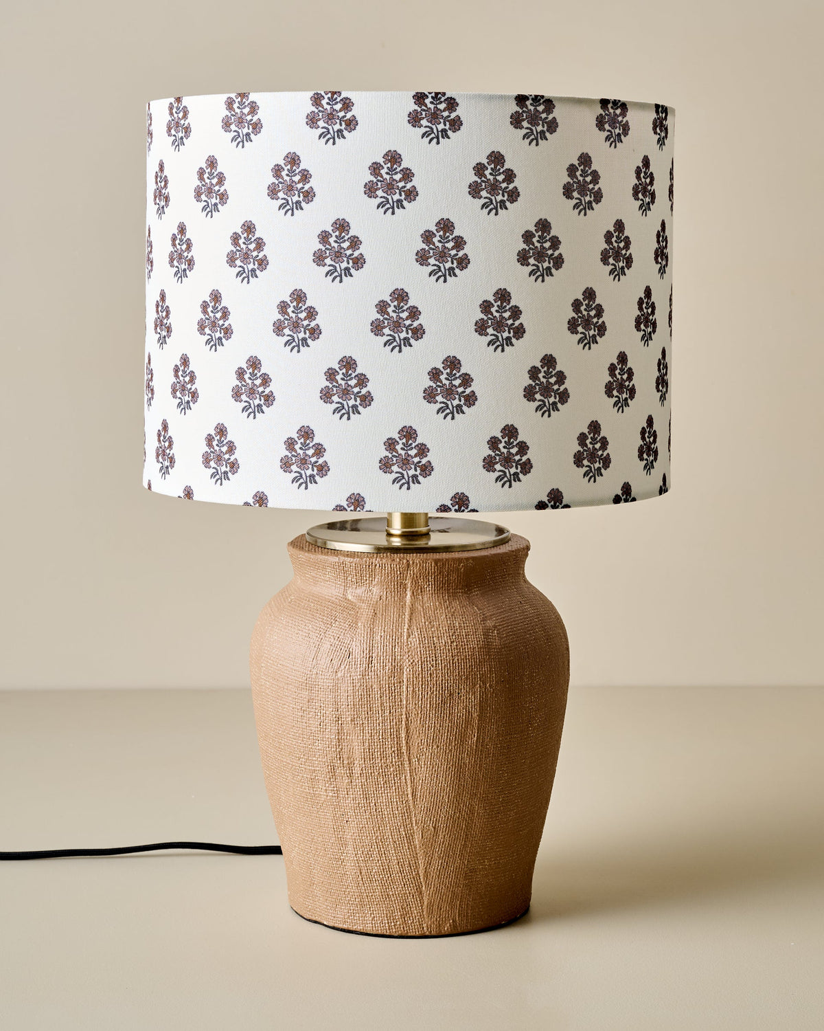 Teddie Table Lamp in Floral Blockprint Shade