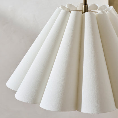 Odette Swivel Plug-In Sconce with White Linen Scallop Shade