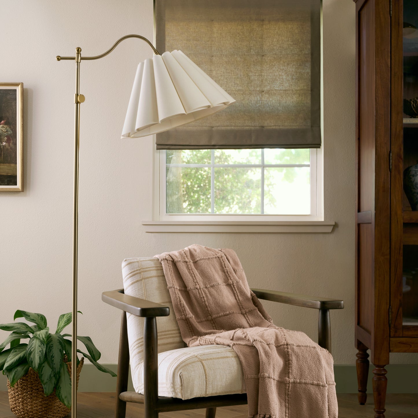 Odette Floor Lamp with Scallop Shade in a room