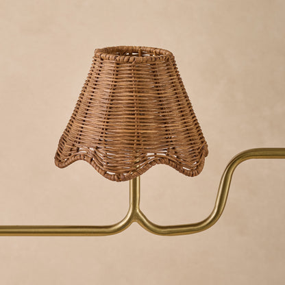 Lucinda Linear Chandelier close up of rattan shade