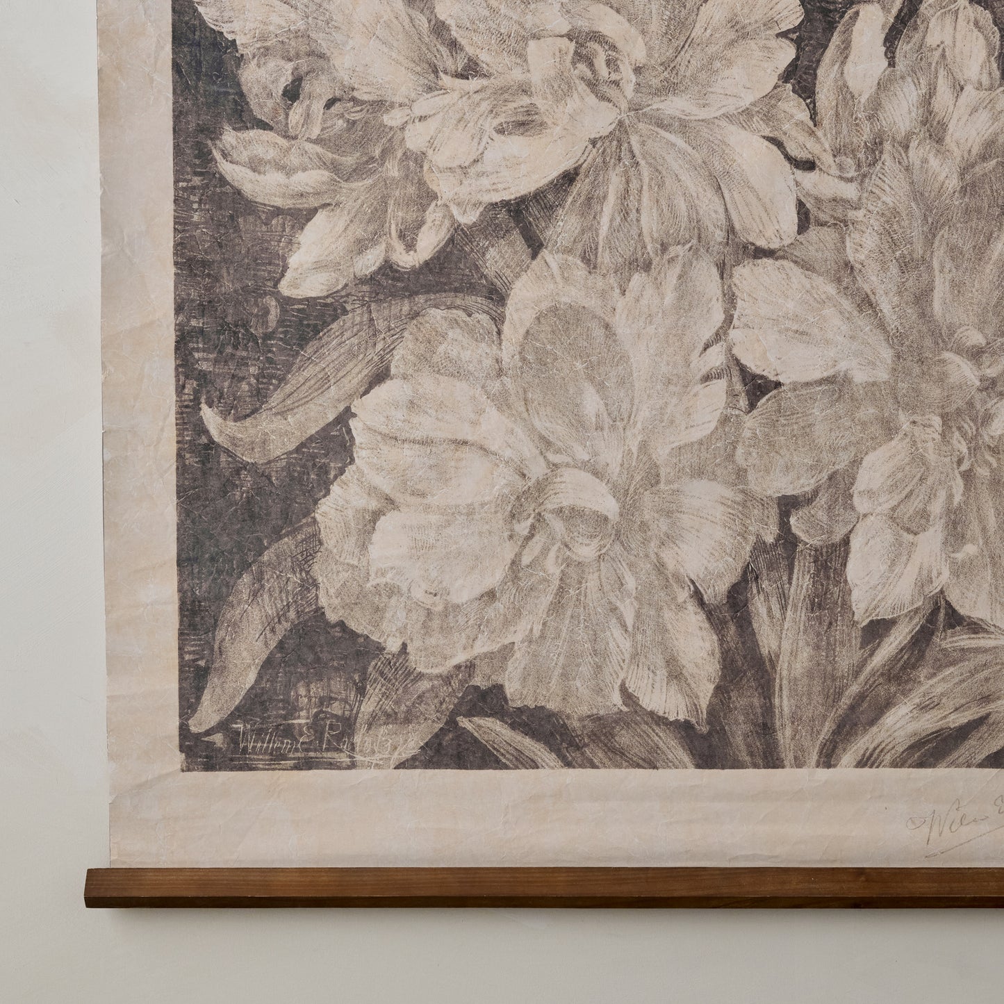 Vintage Bloom Sketch Tapestry close up view