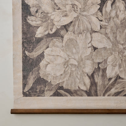 Vintage Bloom Sketch Tapestry close up view