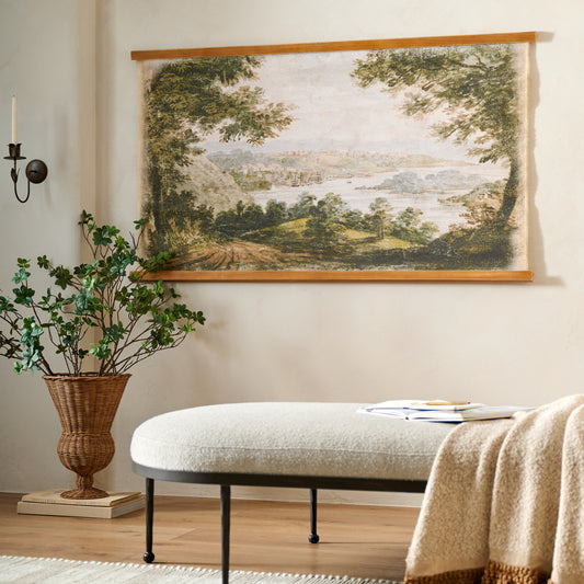 Mountainview Woven Tapestry shown on wall