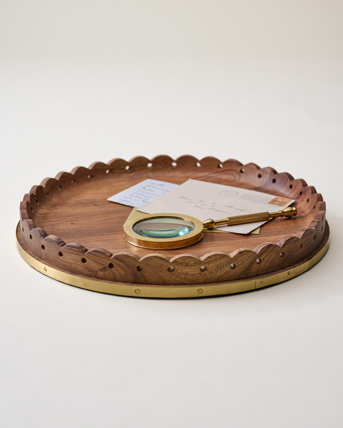Georgie Brass Inlay Wood Tray