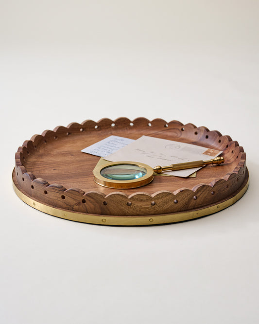 Georgie Brass Inlay Wood Tray