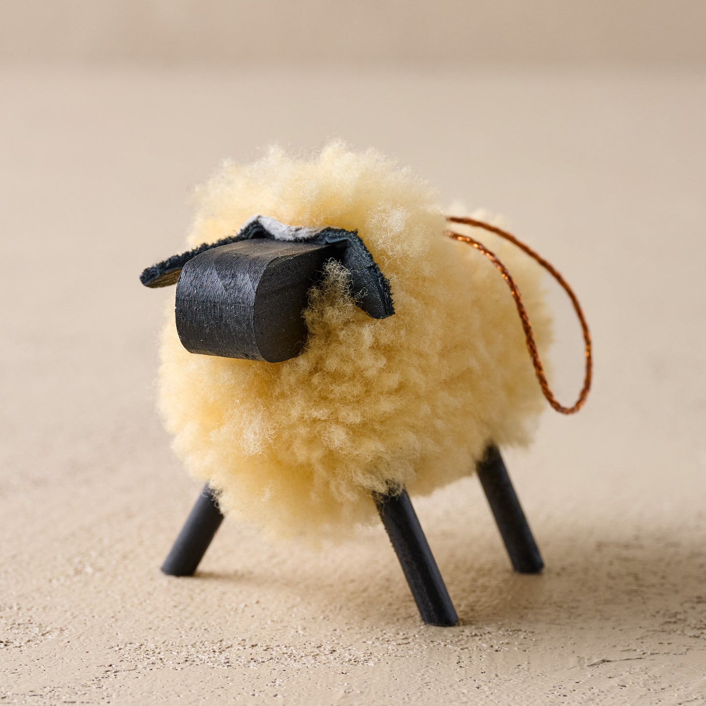Cream Handcrafted Shearling Sheep Ornament