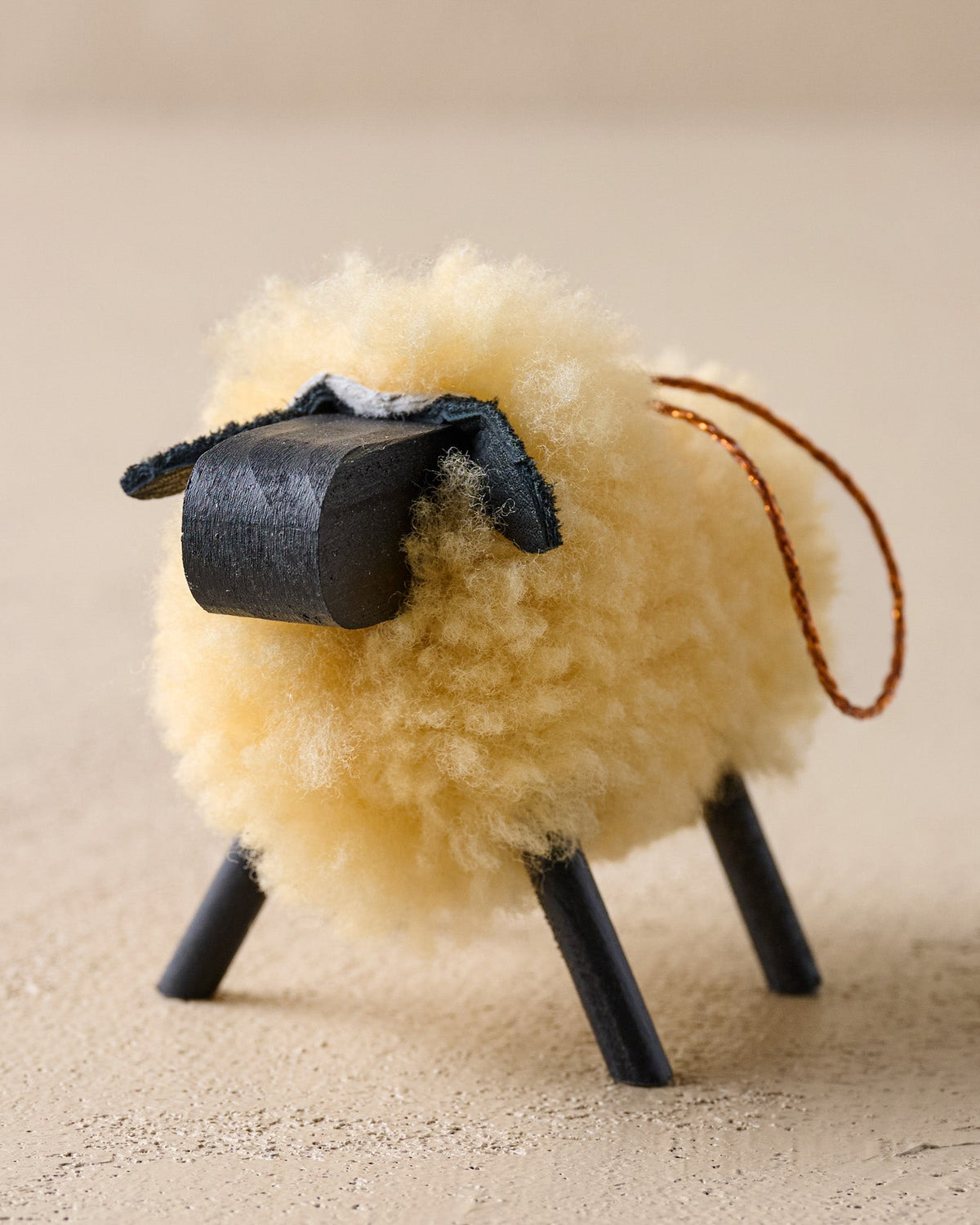 Cream Handcrafted Shearling Sheep Ornament