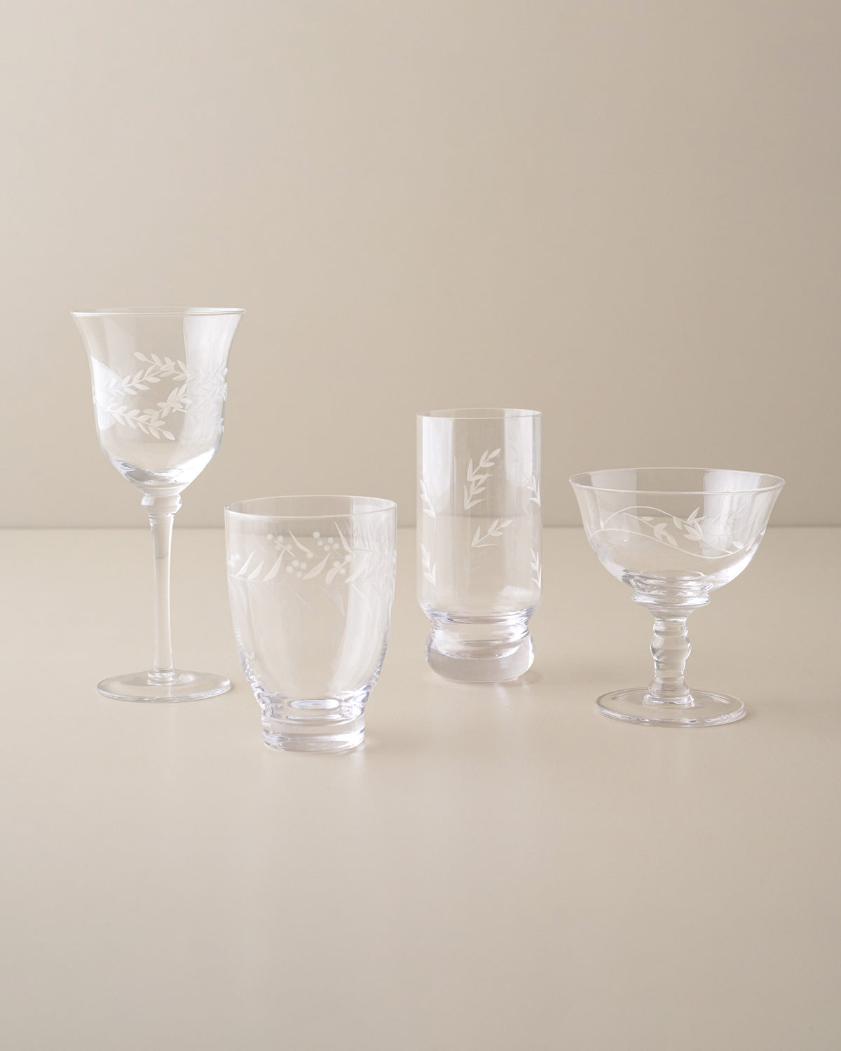 Vintage-Inspired Etched Glass Drinkware Bundle