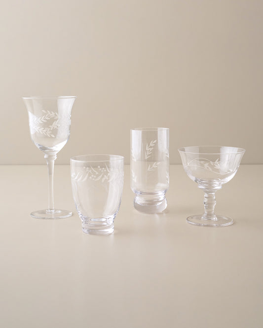 Vintage-Inspired Etched Glass Drinkware Bundle
