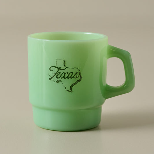 Magnolia Texas Green Milk Glass Mug