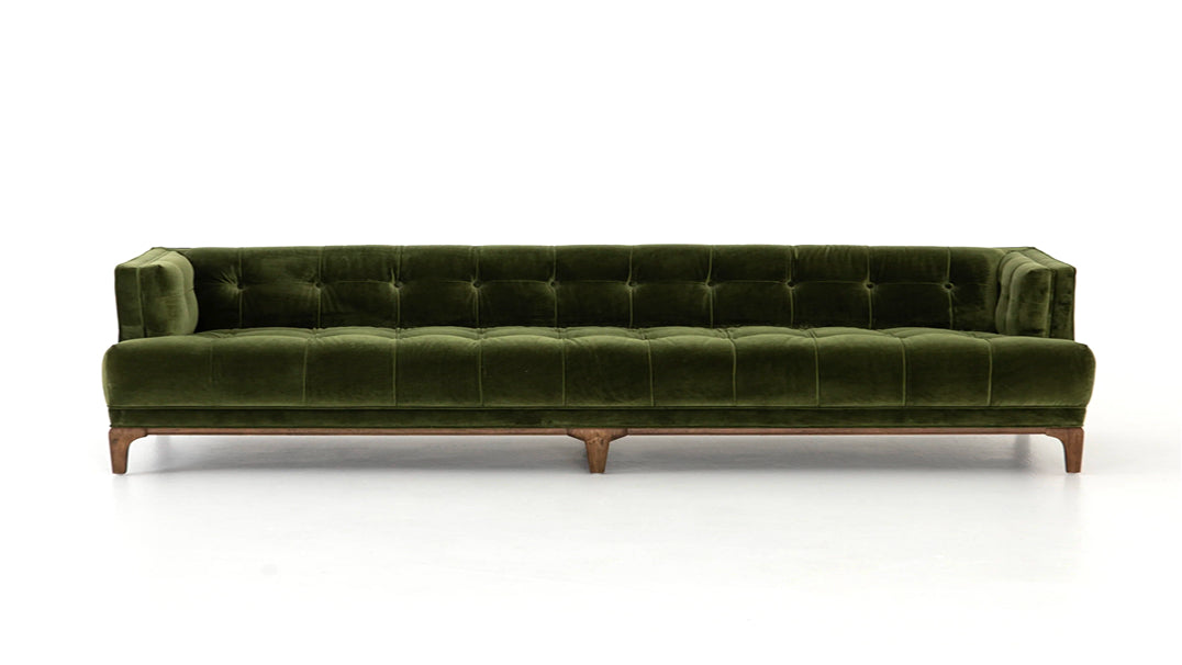 green velvet tuxedo sofa