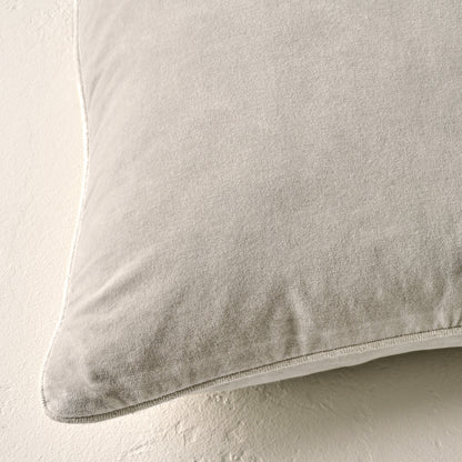Heirloom Velvet Lumbar Pillow in Silver corner up close