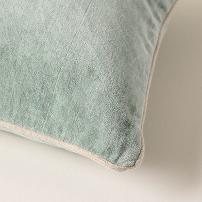Heirloom Velvet Large Lumbar Pillow bay green close up