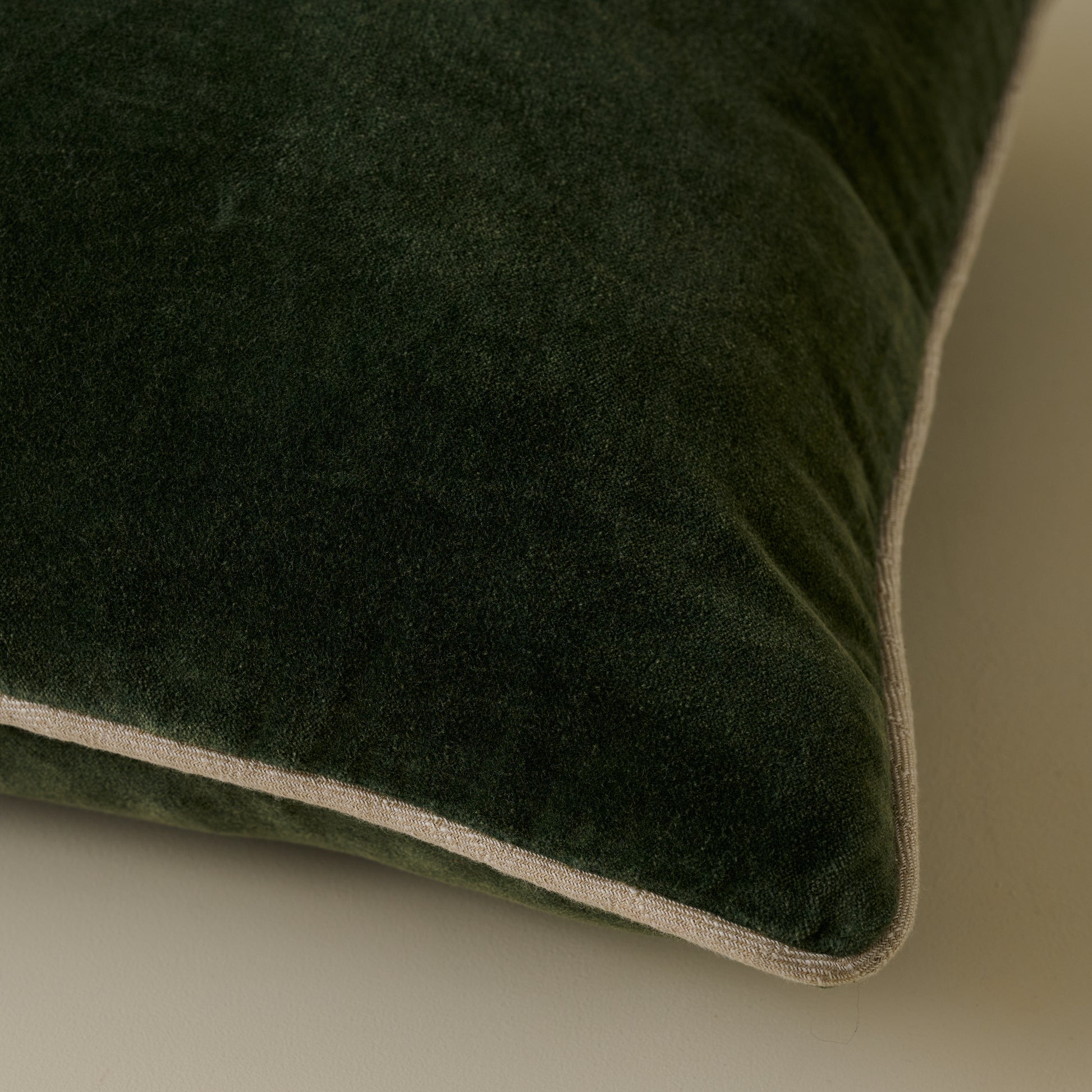 Heirloom Velvet Pillow - Forest Green corner up close