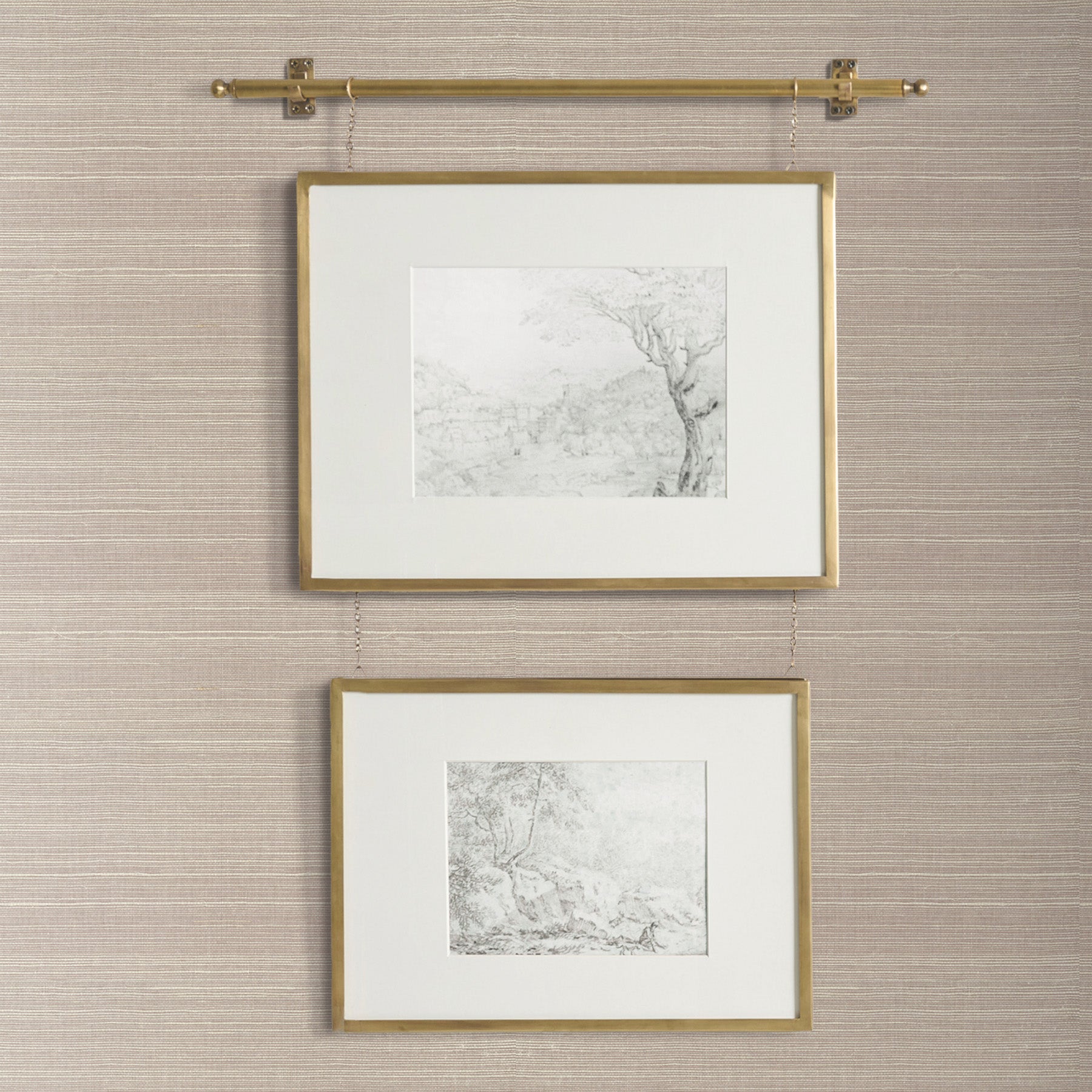 Plain Grass Wallpaper in Pale Grey shown on Wall