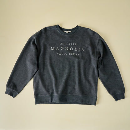 Magnolia Washed Black Embroidered Cozy Sweatshirt