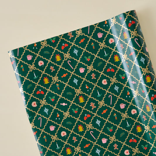 Holiday Argyle Continuous Wrapping Roll