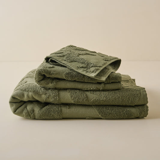 Winter Moss Floral Jacquard Towel