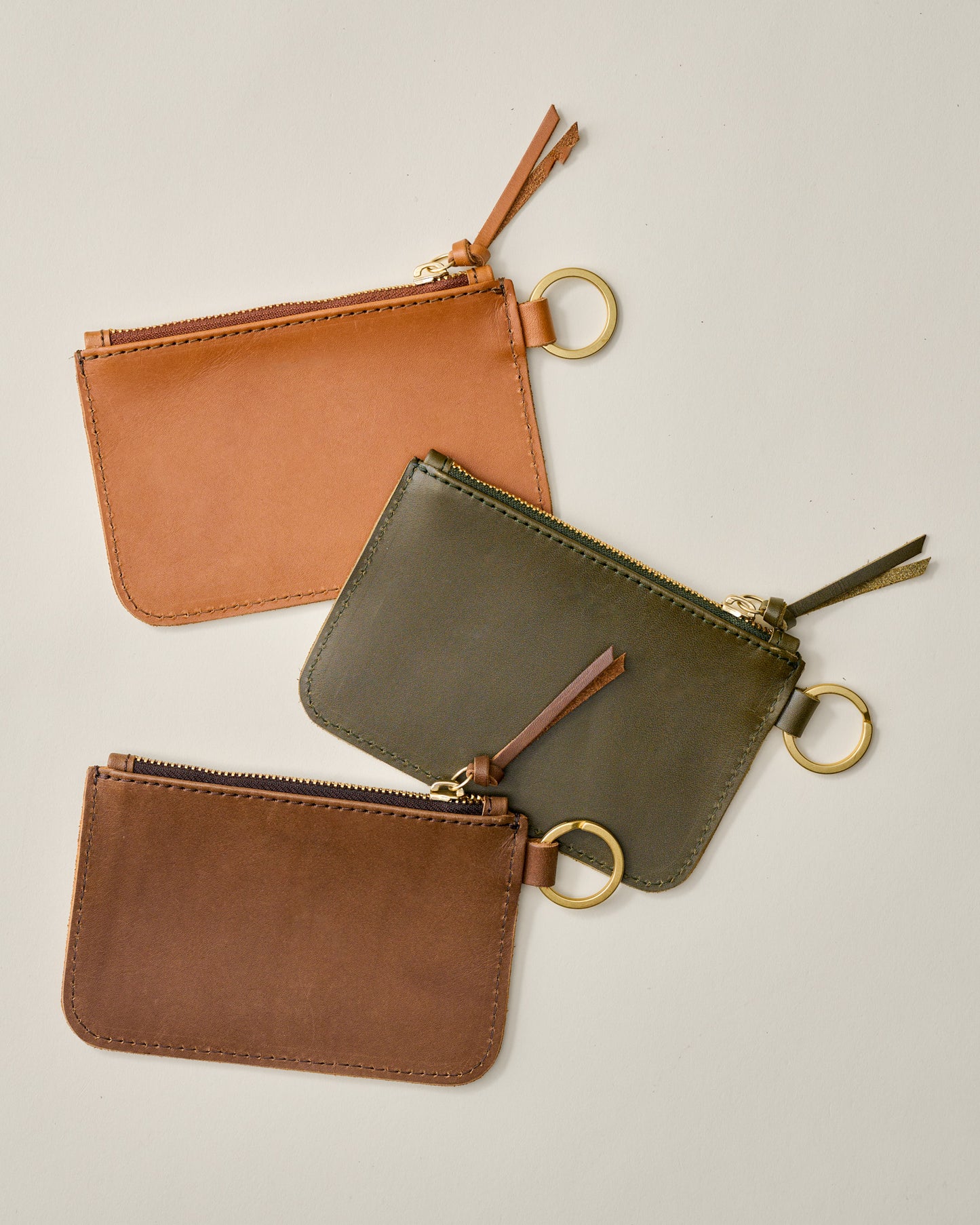 Leather Zip Olive Key Pouch